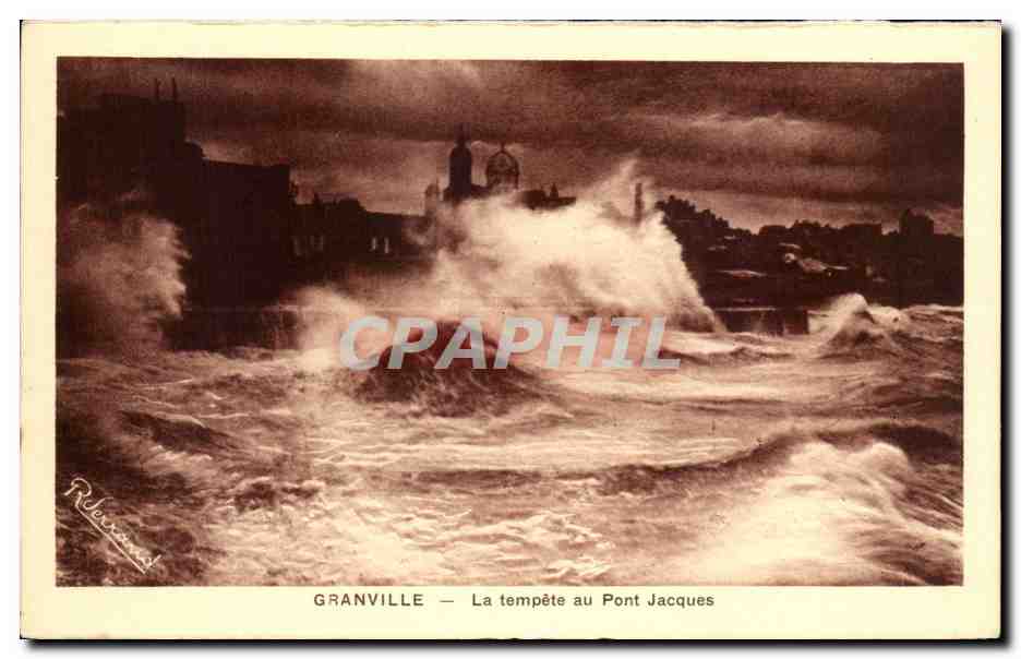 CPA Granville La Tempete au Pont Jacques