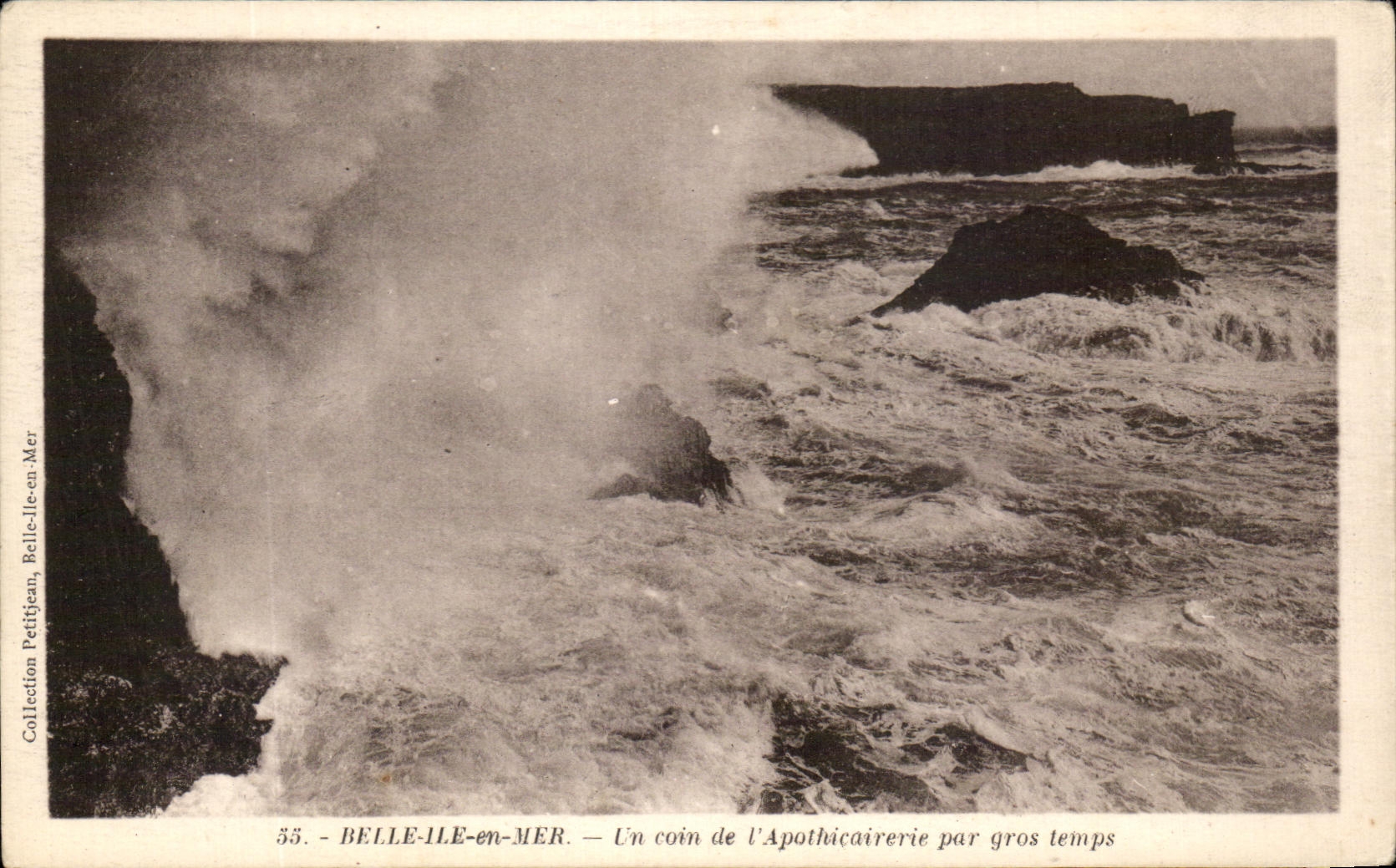 Belle-Île-en-Mer — Un coin de l’Apothicaire par gros temps — Collection Petitjean, n°55