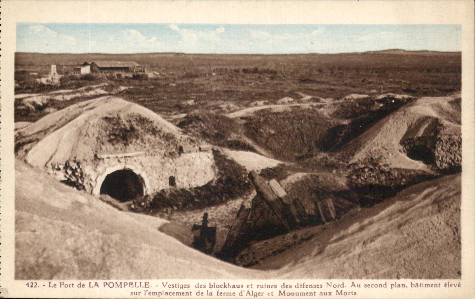 CPA Le Fort de La Pompelle Vestiges des blockhaus et ruines des defenses Nord Militaria 