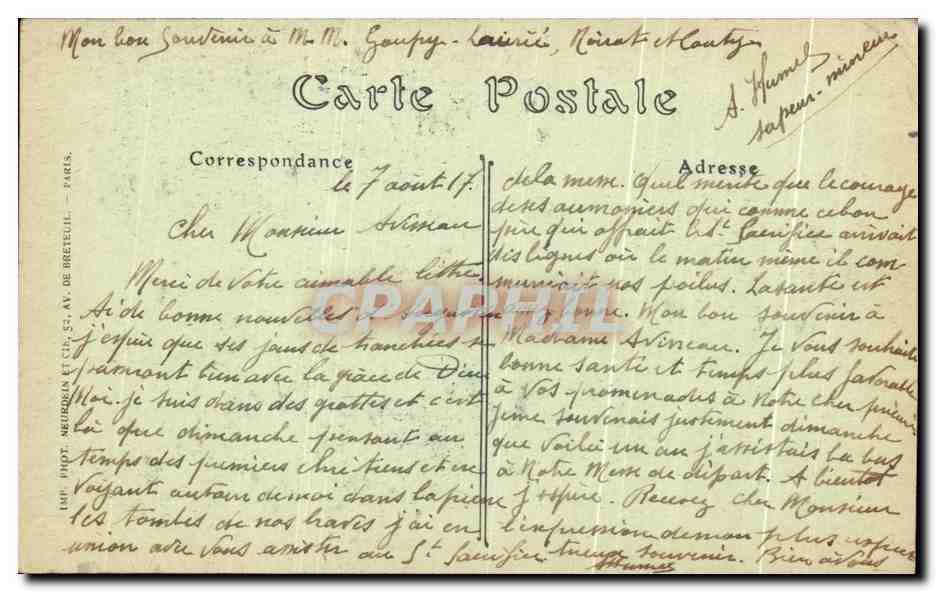 CPA Soissons L'Eglise st Vaast Militaria  — Rückseite