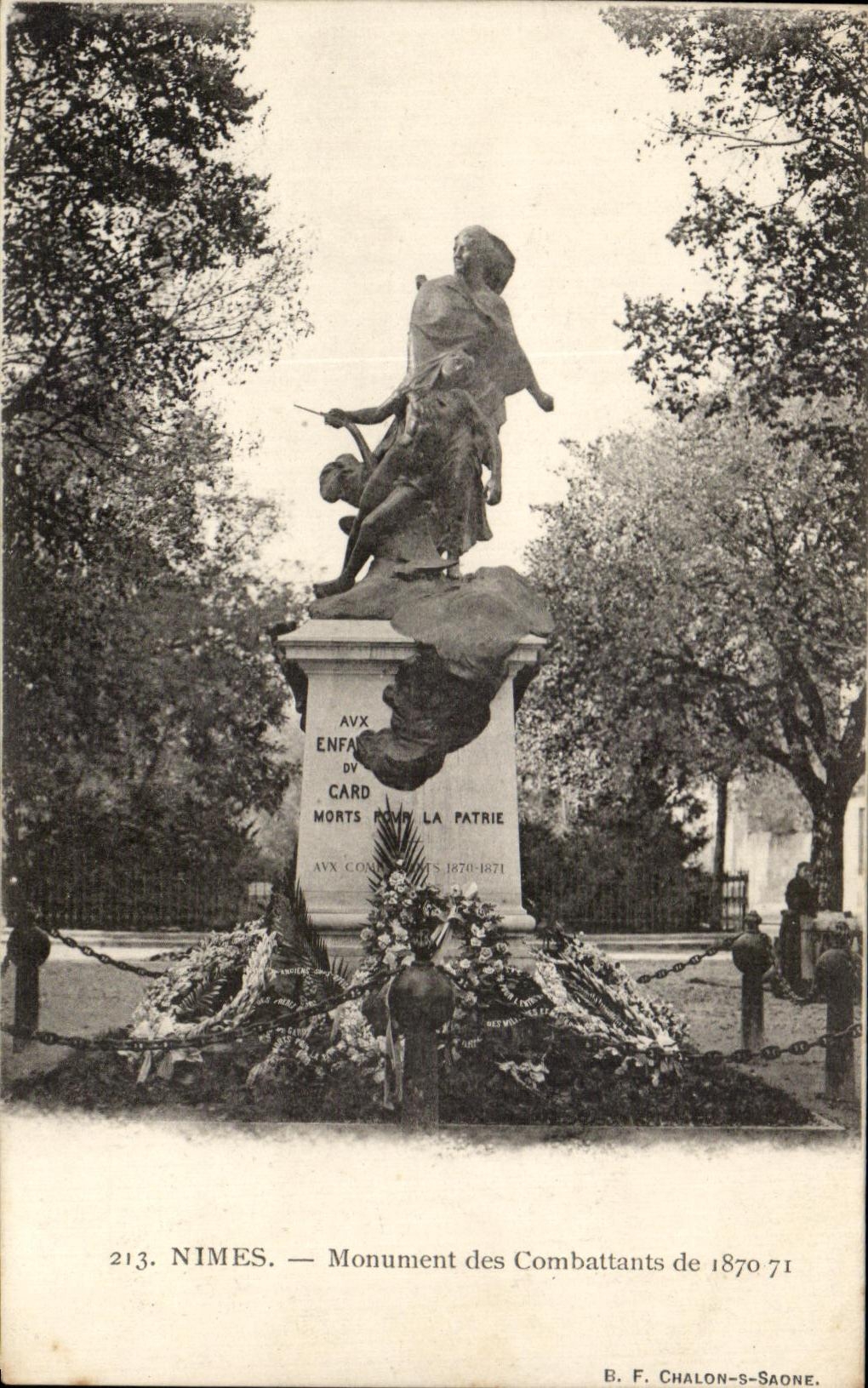 Nîmes — Monument des Combattants de 1870-71 — B. F. Chalon-saône, n° 213