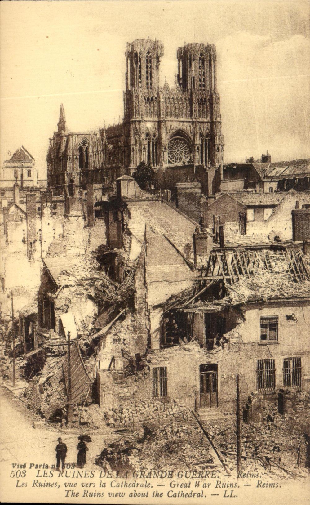 Ruines de la Grande Guerre — Reims — vue vers la Cathédrale — Vised Paris n° 503