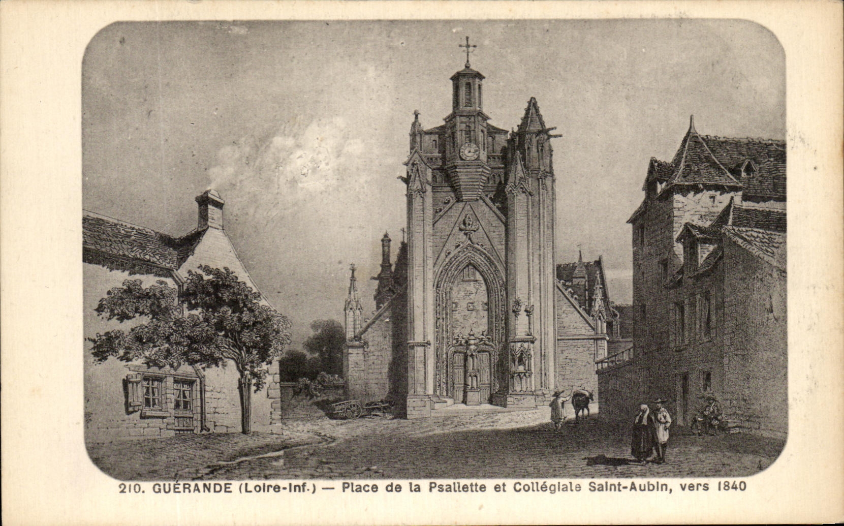 CPA Guerande Place De La Psallette Et Collegiale Saint Aubin Vers 1840