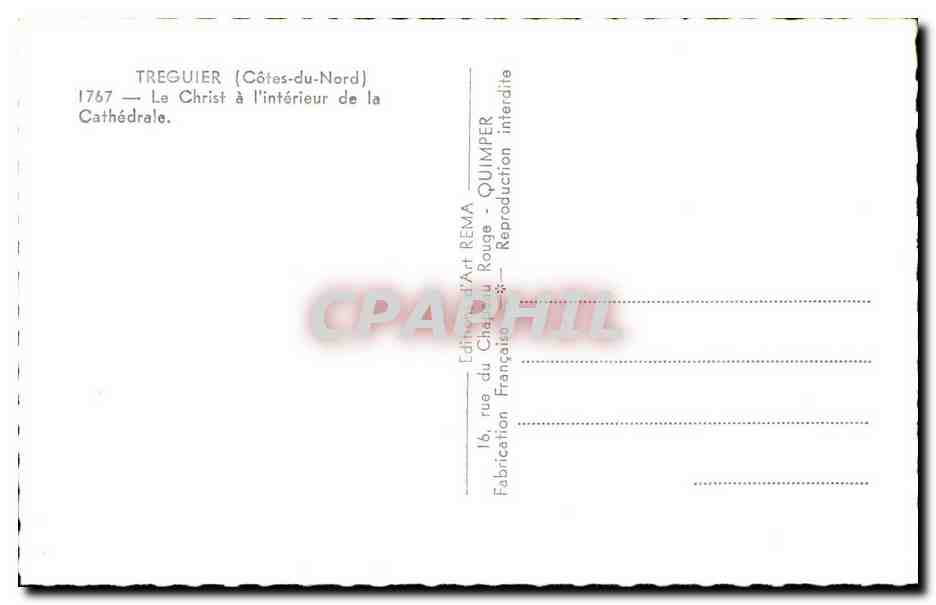 Treguier (Côtes-du-Nord) — Der Christus im Inneren der Kathedrale — Éditeur du Châtel Rouge — Rückseite