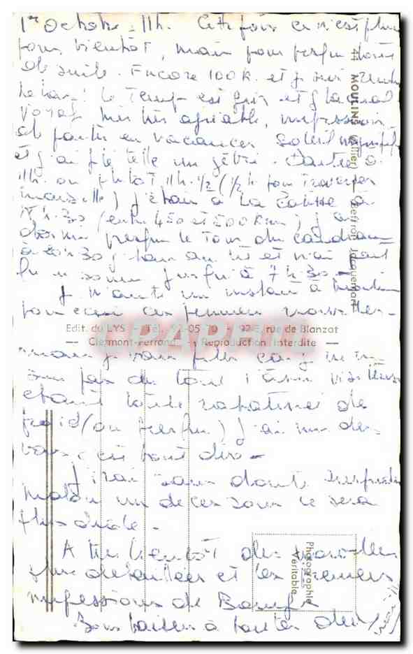 CPA Moulins Beffroi Jacquemart — Verso
