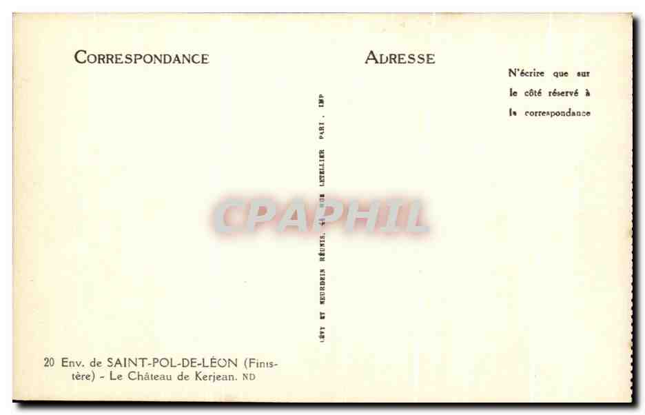 CPA Env de saint Pol De Leon Le Chateau de Kerjean — Rückseite