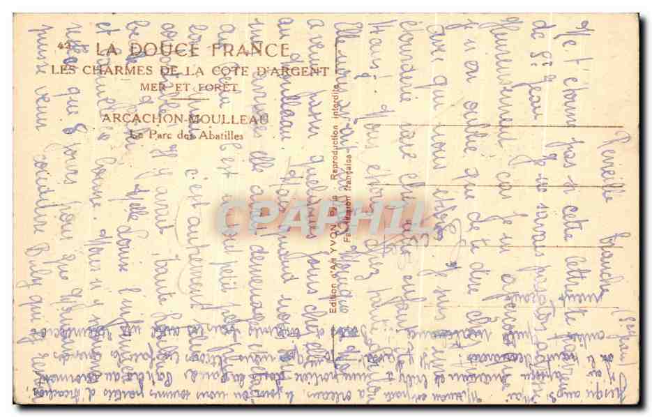 CPA Arcachon Moulleau Le Parc des Abatilles — Rückseite