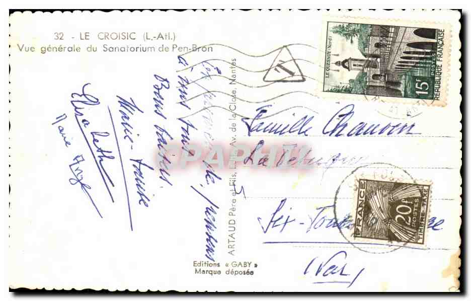 CPSM Le Croisic Vue Generale du sanatorium de Pen Bron — Rückseite