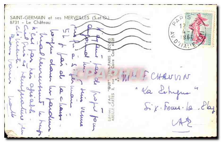 CPSM Saint Germain Et Ses Merveilles Le Chateau — Rückseite
