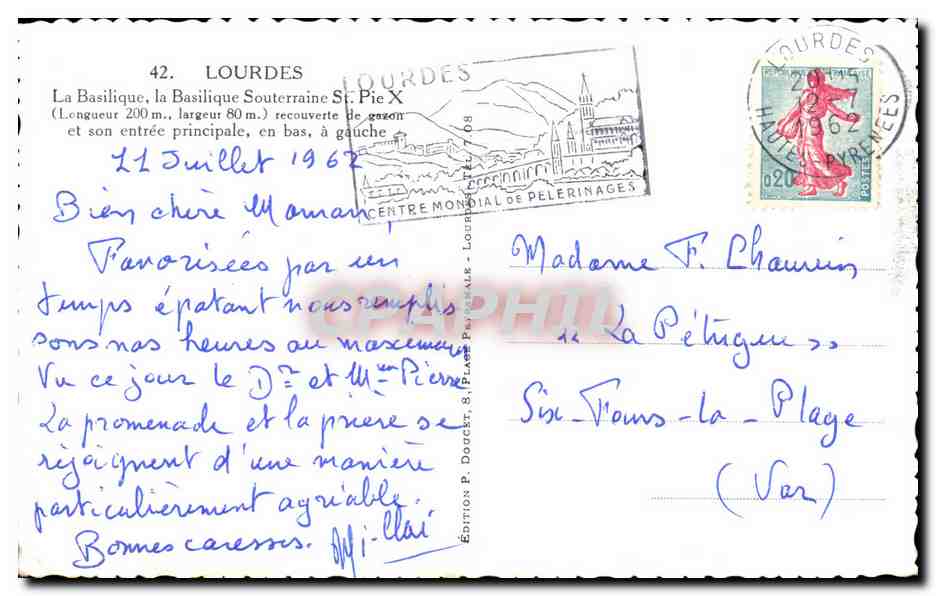 CPA Lourdes La Basilique La Basilique Souterraine St Pie X  — Verso