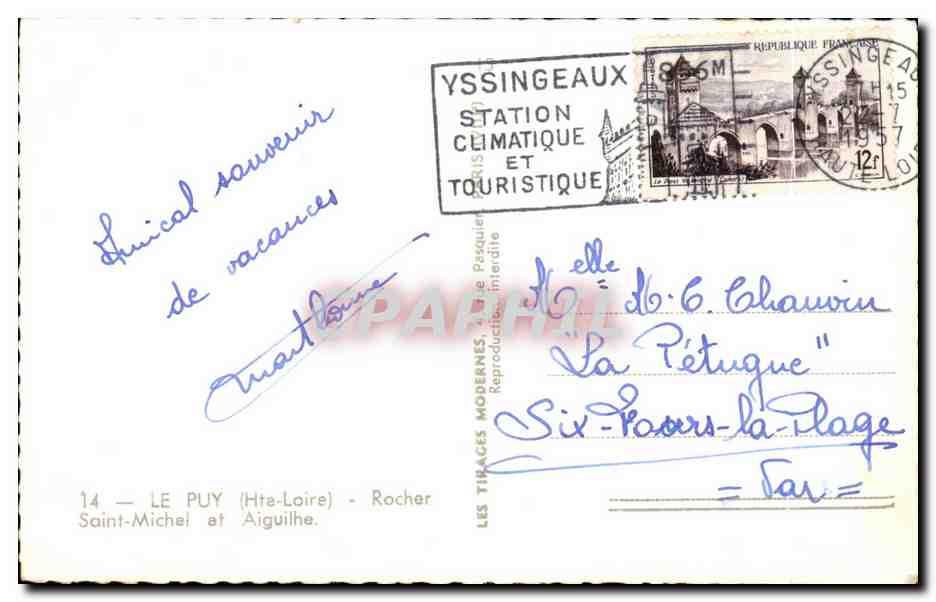 CPA Le Puy Rocher Saint Michel At Aiguilhe — Rückseite