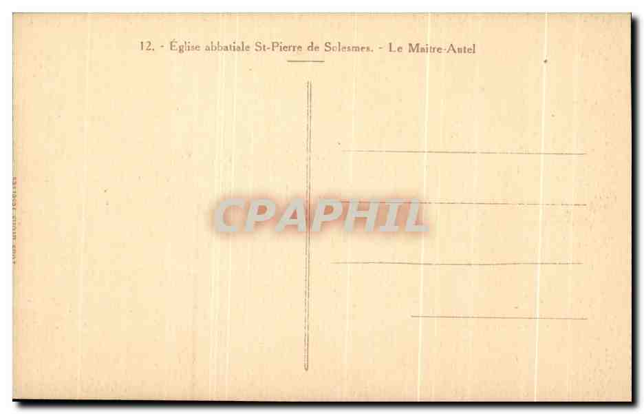 CPA Les Stalles du Choeur de l'Abbaye St pierre de Solesmes Le Maitre Autel — Rückseite