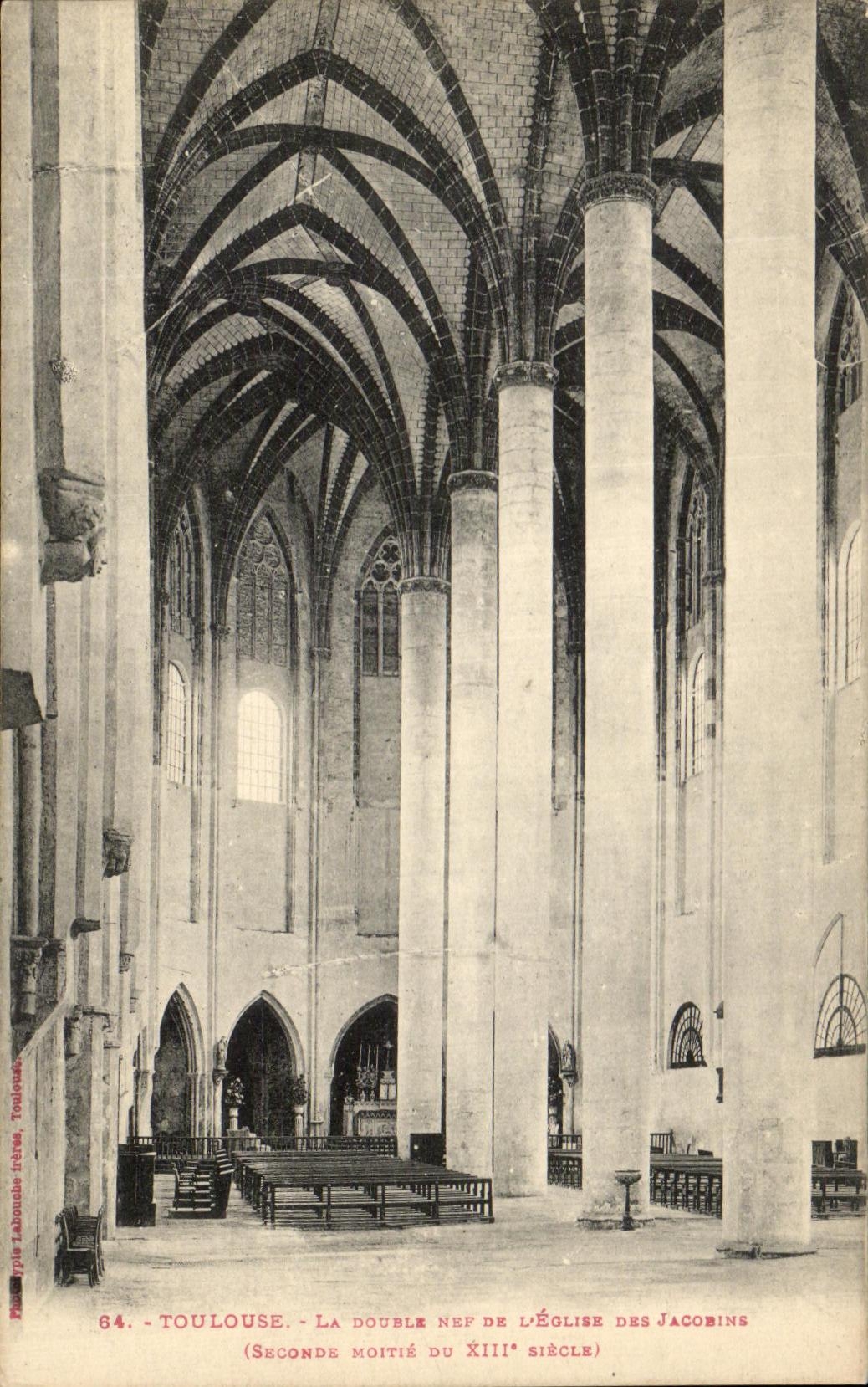 Toulouse - La double nef de l'église des Jacobins (seconde moitié du XIIIe siècle) — Photo Laboude Téres, n°64