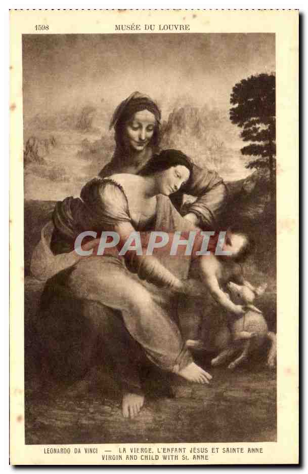 CPA Leonardo Da Vinci La Vierge L'Enfant Jesus Et Sainte Anne Virgin And Child with St Anne Musee du Louvre