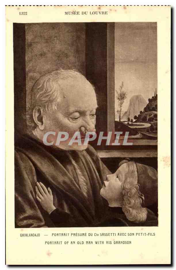CPA Musee Du Louvre Ghirlandajo Portrait Presume du cte Sassetti Avec son Petit fils