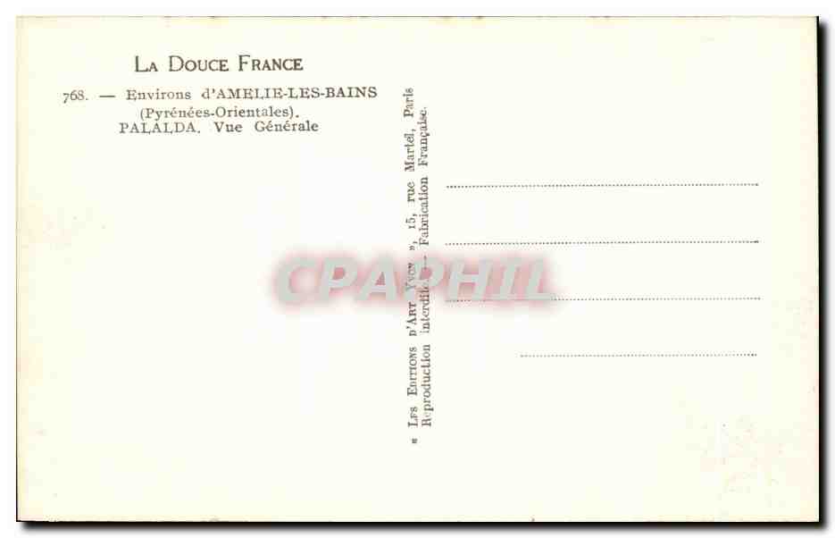 CPA Environs d'Amellie Les Bains Palalda Vue Generale — Rückseite