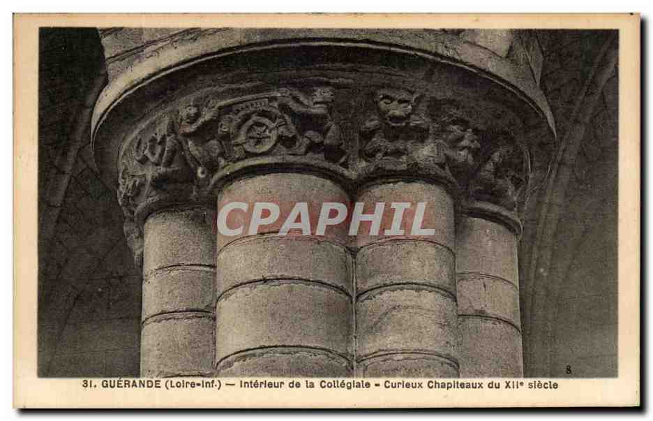CPA Guerande Interieur de la Collegiate Curieux Chapiteaux 
