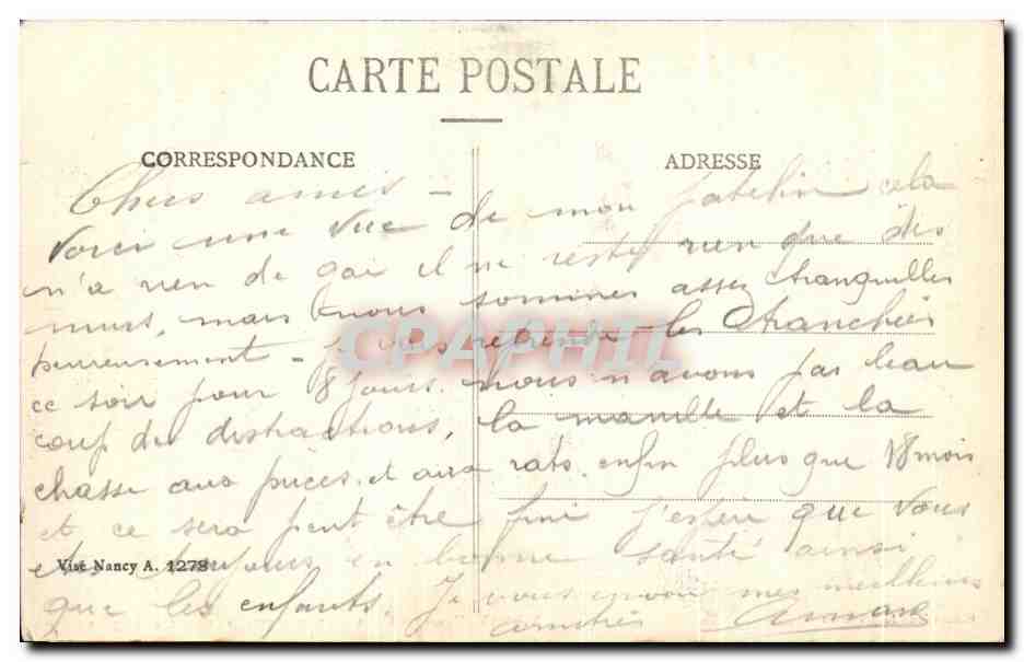 Xivray (Meuse) — Obus allemands avec les ruines de l'Église — Édition Eime Jury-Édition — Verso