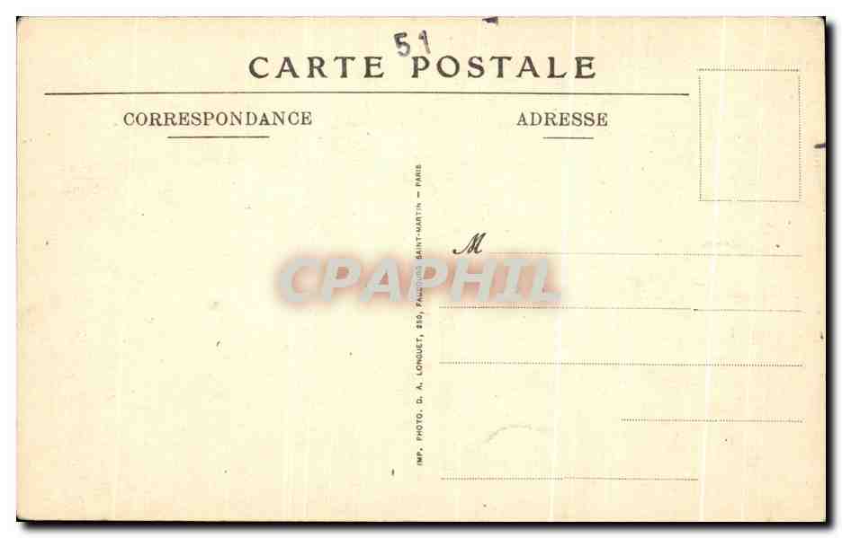 CPA Reims Hotel de Ville en feu Militaria  — Verso