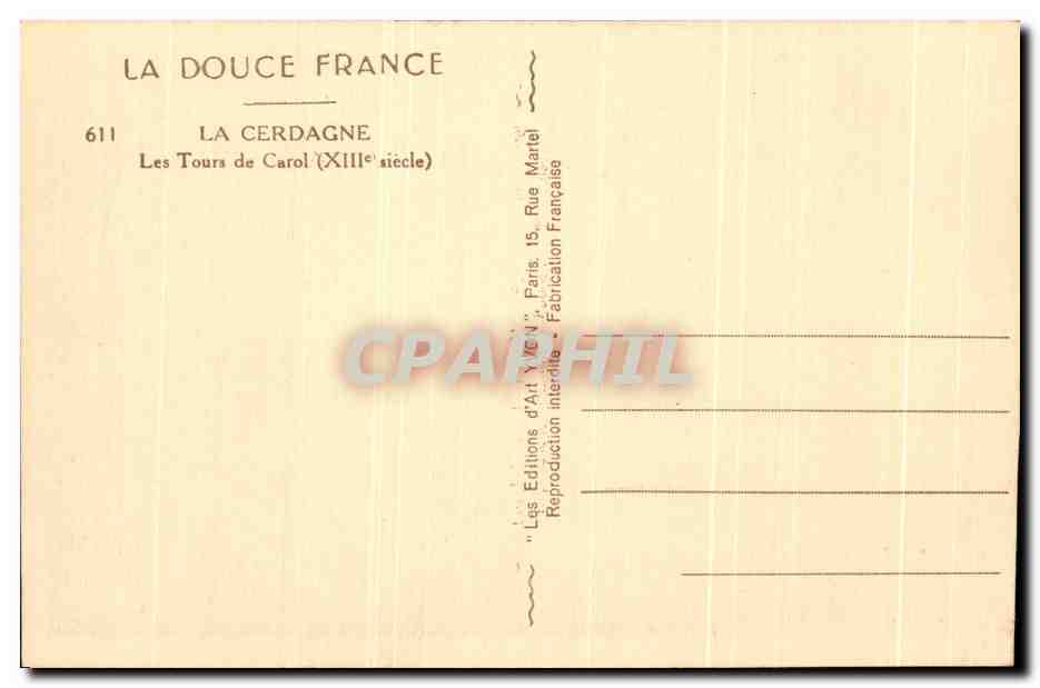 CPA La Douce France La Cerdagne Les Tours De Carol — Rückseite