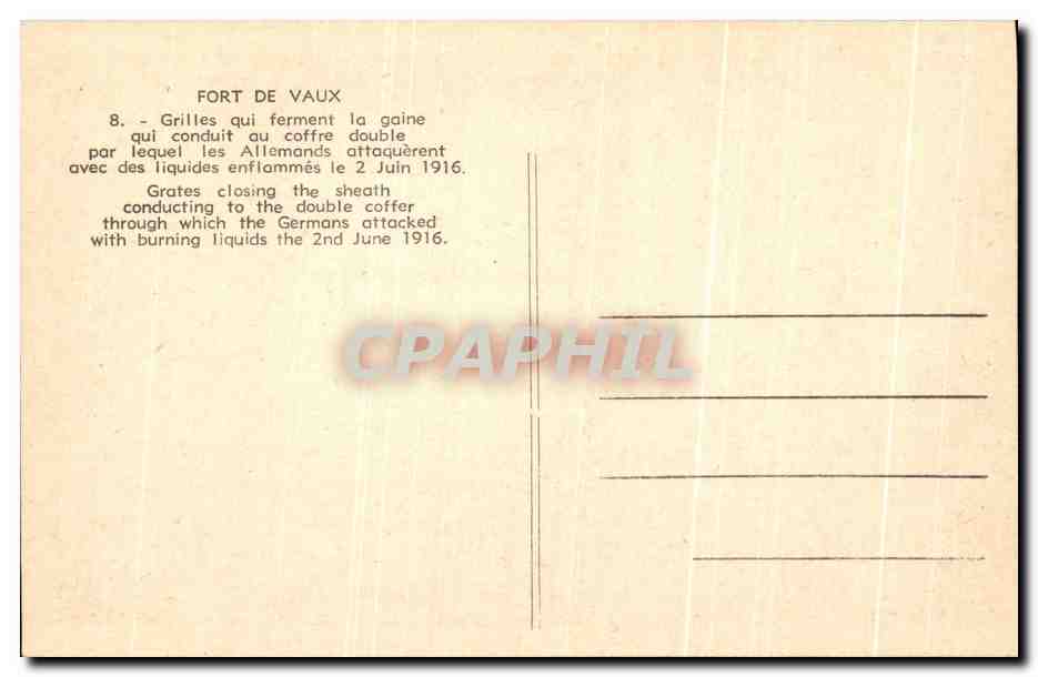 Forte di Vaux — Sbarre chiudenti la galleria che conduce alla cassa doppia — 2 giugno 1916 — Verso