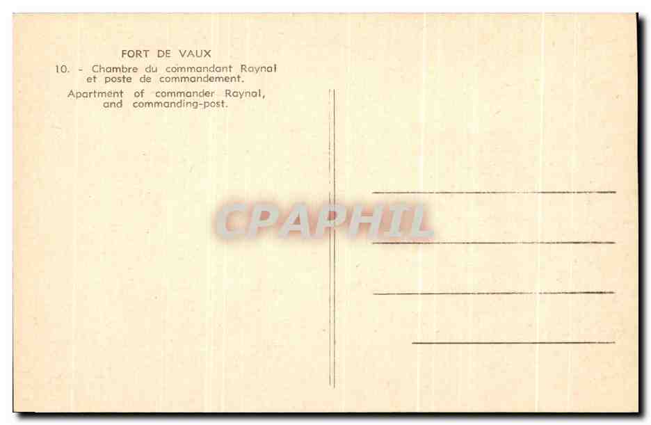 CPA Fort De Vaux Chambre Du Commandant Raynal Et Poste De Commandement Militaria — Back