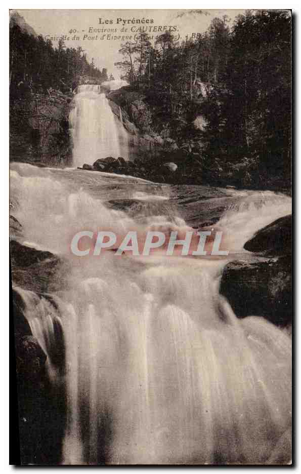 Cascade du Pont d'Espagne — Environs de Cauterets — Éditeur : Bloc Frères, Bordeaux