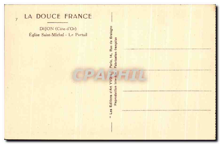CPA Dijon Eglise Saint Michel Le Portail — Rückseite