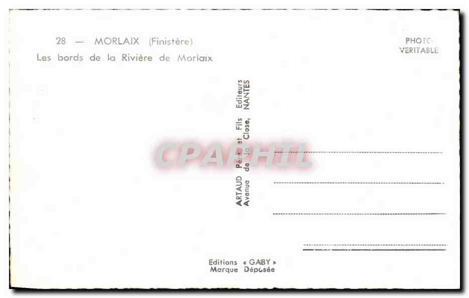 CPA Morlaix Les bords de la Riviere de Morlaix — Rückseite