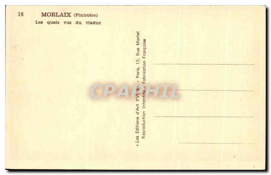 CPA Morlaix Les quais vus du viaduc — Rückseite