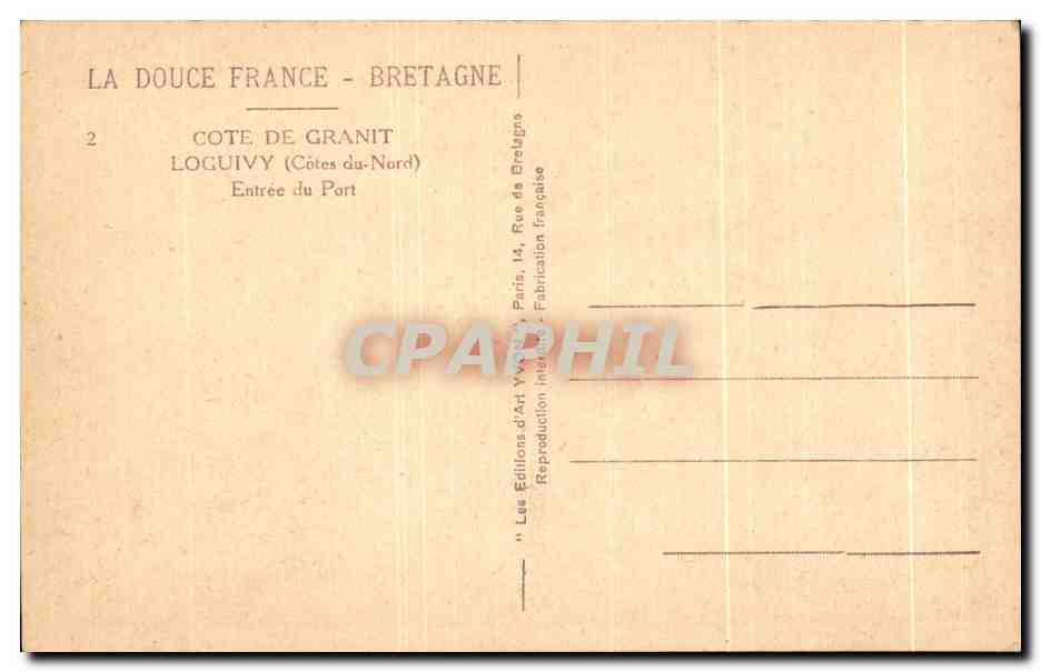 CPA Cote De Granit Loguivy Entree du Port Bateaux — Back