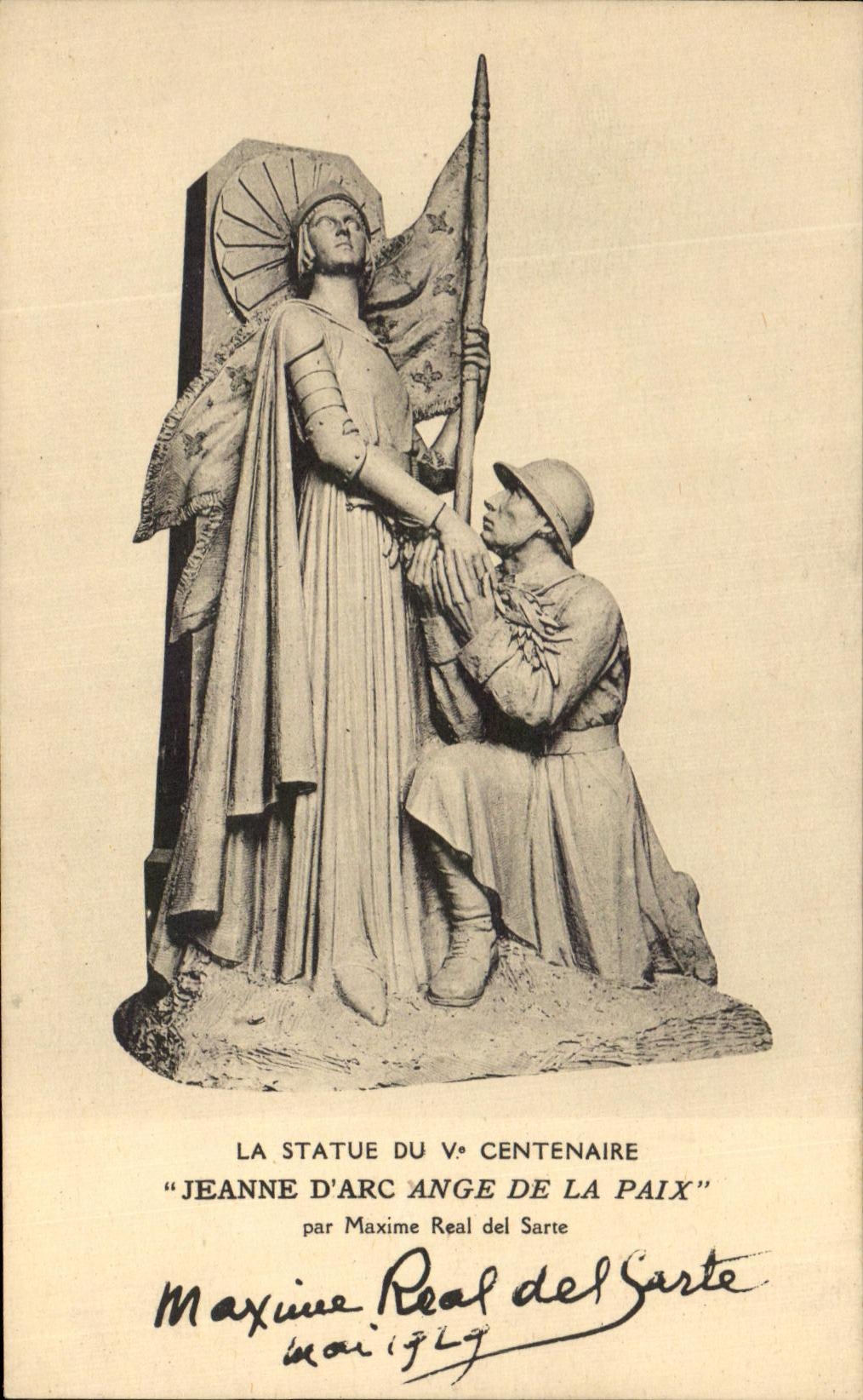CPA La Statue Du Centenaire Jeanne D'Arc Ange De la Paix Poolu Militaria