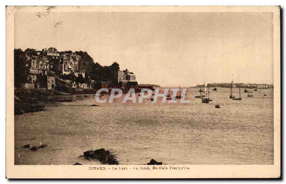 CPA Dinard Le port au fond St Malo Presqu'lle