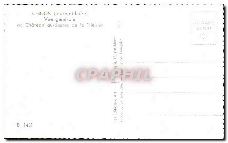 CPSM Chinon Vue Generale Chateau au Dessus de la Vienne — Rückseite