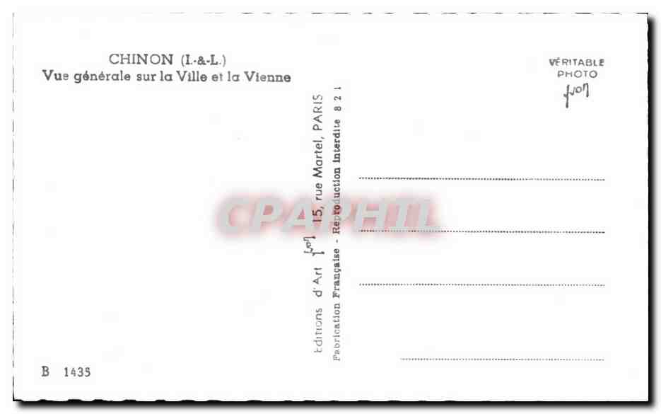 CPSM Chinon Vue Generale sur la Ville et la Vienne — Rückseite