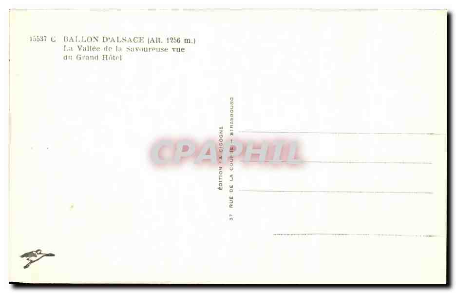 Ballon d'Alsace — Vallée de la Savoureuse vue du Grand Hôtel — Édition La Cigogne — Reverso