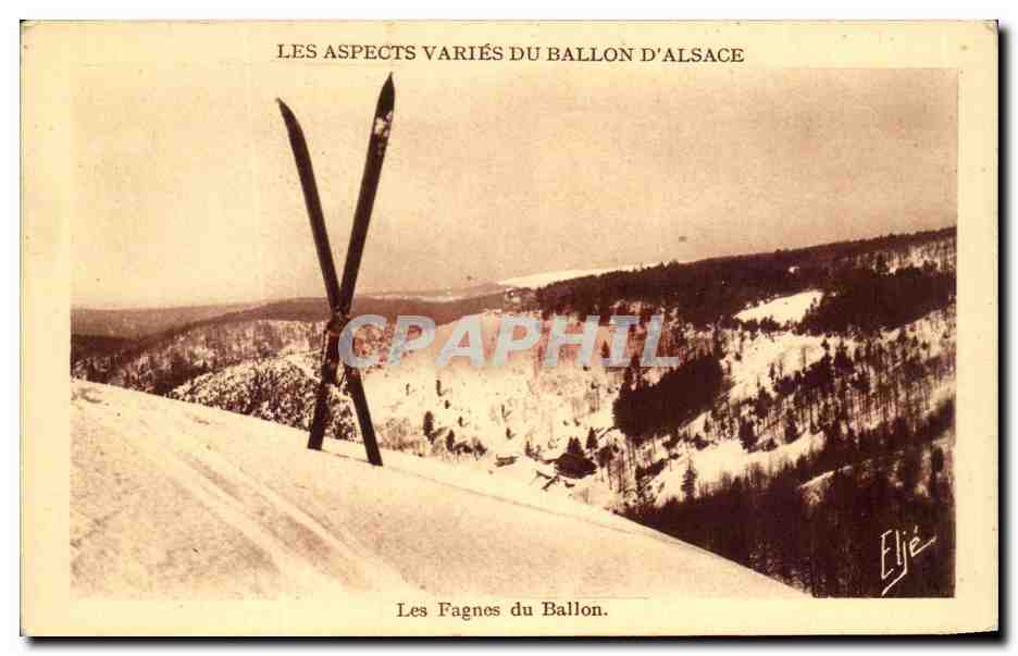 Les Fagnes du Ballon — Vue hivernale avec skis — Éditions Eljé