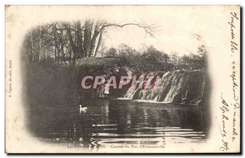 Les Environs de Senlis - Cascade du Parc d'Ermenonville — E. Vignon, lith. de S. Sotlis