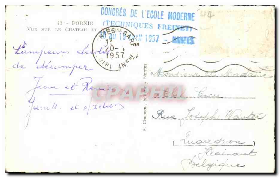 CPA Pornic Vue Sur Le Chateau Et l'eglise — Rückseite