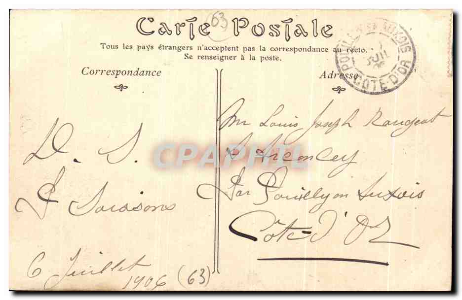 CPA Environs de Vichy Le Chateau de Randan Lion  — Rückseite
