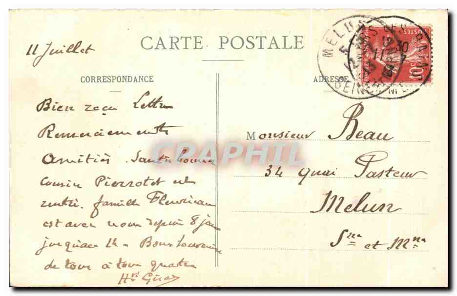CPA Chateau d'Eu vu de la Grande Allee — Rückseite