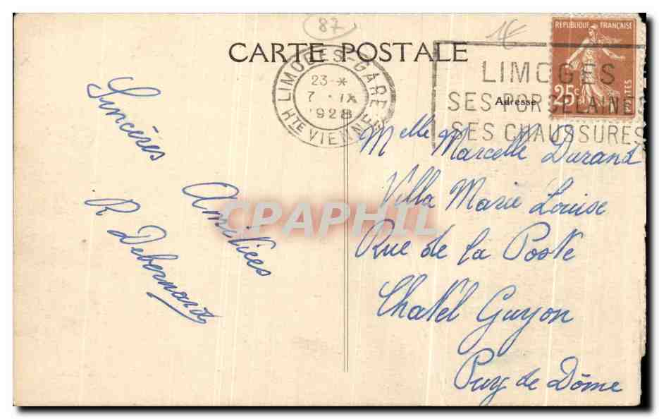Vintage Postcard Le Limousin Pittoresque Environs Du Dorat Chateau De Riz Chauveron Une Facade — Back