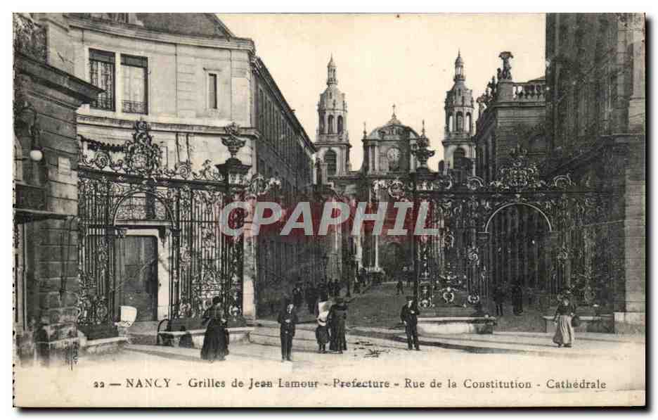 CPA Nancy Grilles de Jean Lamour Prefecture Rue de la Constitution Cathedrale
