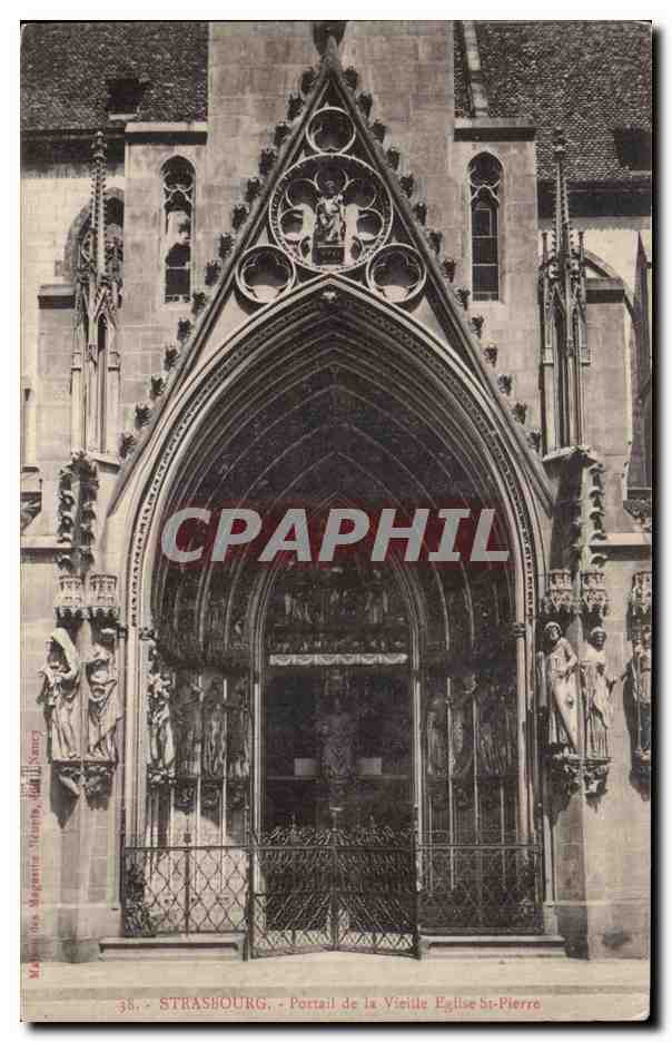 CPA Strasbourg Portail de la Vieille Eglise St Pierre