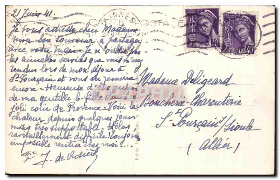 CPA Cannes Le Suquet vu des Jardins de la Croisette — Verso