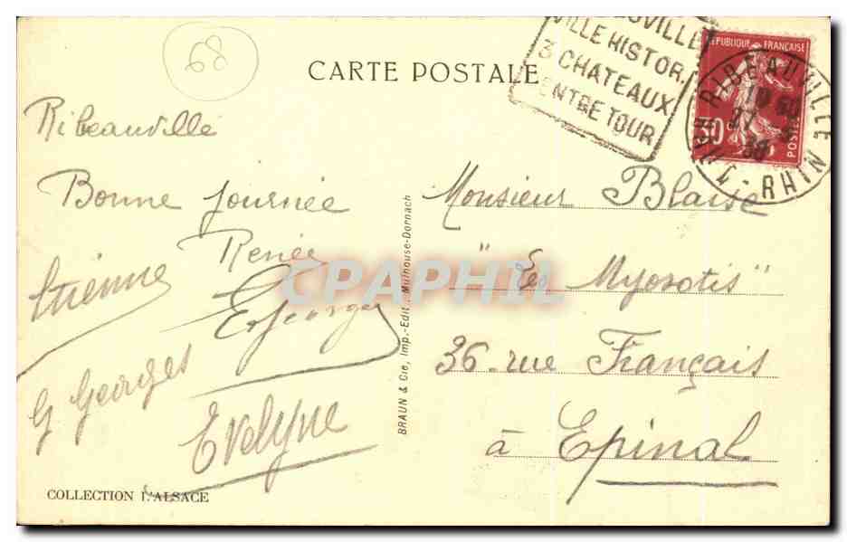 CPA Ribeauville Et Les Trois Chateaux — Rückseite