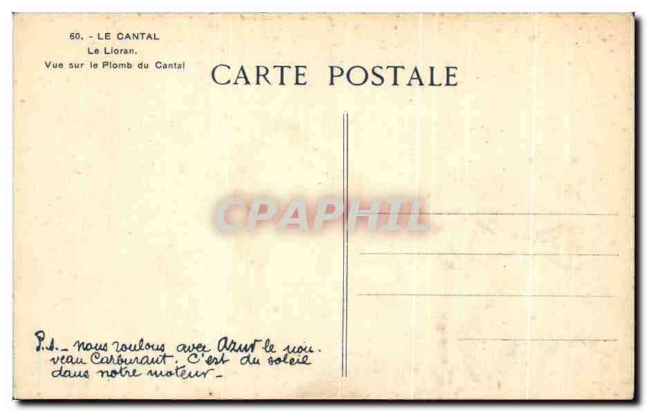 CPA Le lioran Vue sur le plomb du Cantal — Verso
