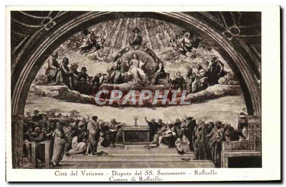 CPA Citta del Vaticano Disputa del Sacramento Raffacllo Camerc di Raffacllo