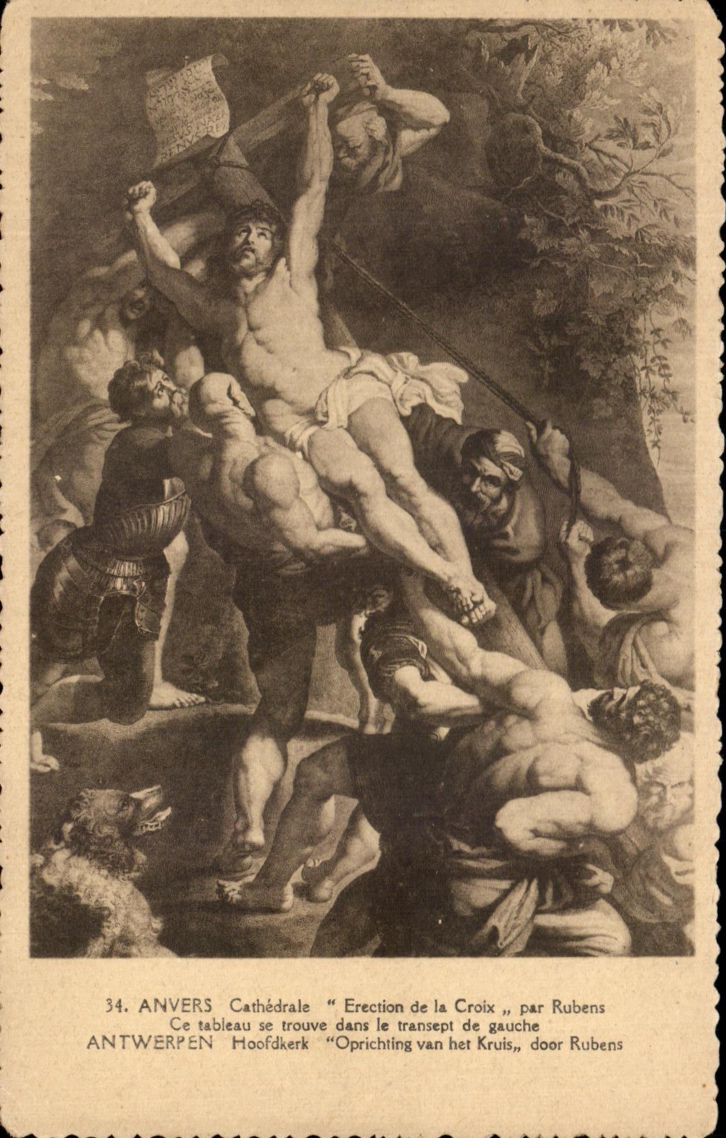 CPA Anvers Cathedrale Erection De LA Croix Par Rubens 