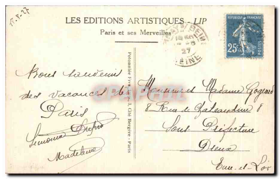 CPA Paris L'Arc De Triomphe Du Carrousel louvre — Rückseite